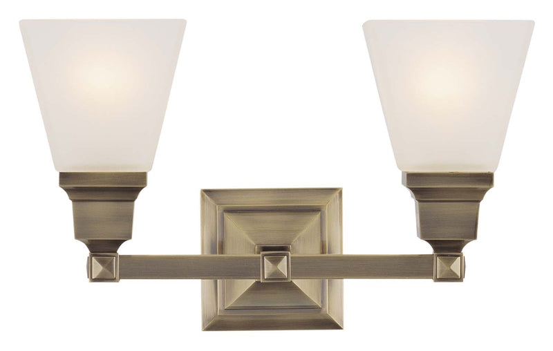 Livex Lighting 1032-01 Two Light Bath Vanity, Antique Brass
