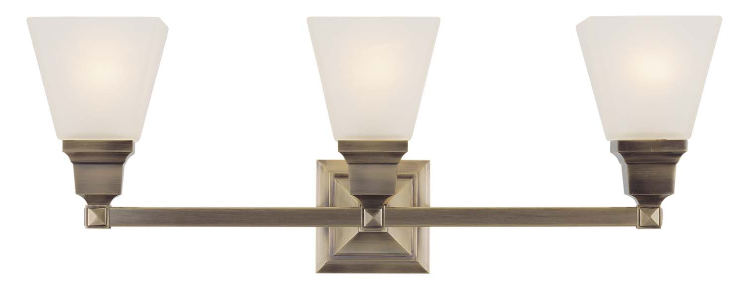 Livex Lighting 1033-01 Three Light Bath Vanity, Antique Brass