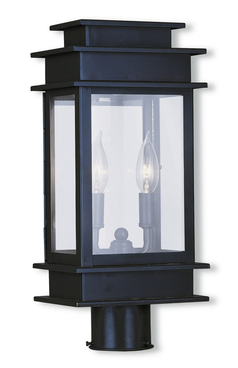 Livex Lighting 2015-07 Two Light Outdoor Post Lantern, Bronze w/ Polished Chrome Stainless Steel