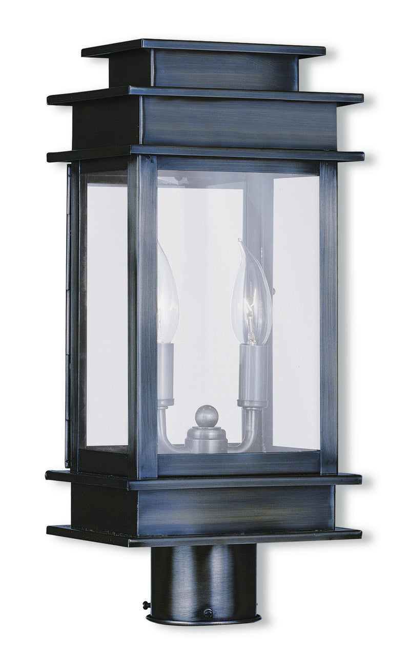 Livex Lighting 2015-29 Two Light Outdoor Post Lantern, Vintage Pewter w/ Polished Chrome Stainless Steel