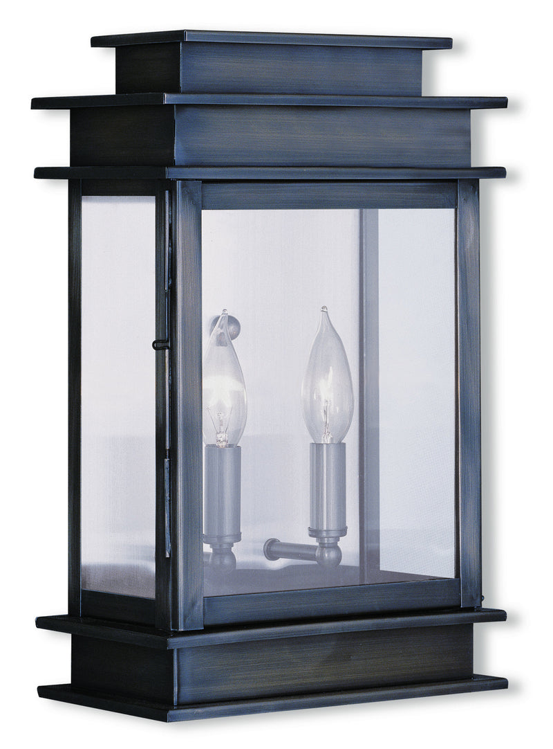 Livex Lighting 2016-29 Two Light Outdoor Wall Lantern, Vintage Pewter w/ Polished Chrome Stainless Steel