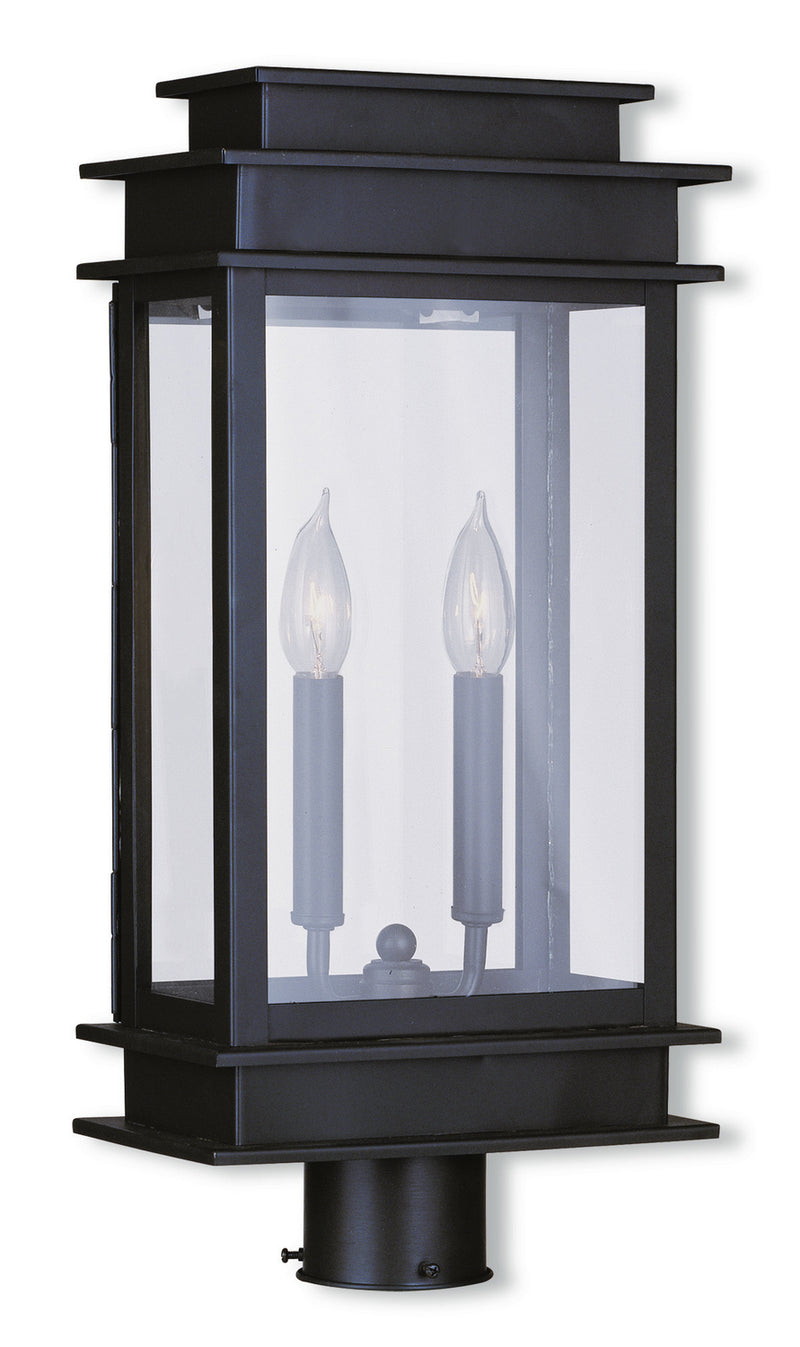 Livex Lighting 2017-07 Two Light Outdoor Post Lantern, Bronze w/ Polished Chrome Stainless Steel