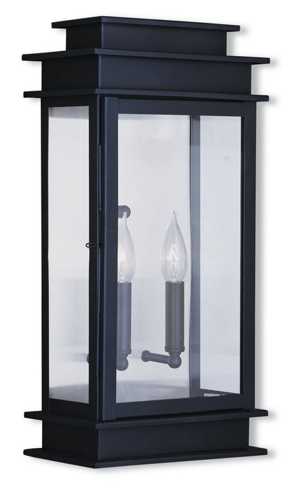 Livex Lighting 2018-07 Two Light Outdoor Wall Lantern, Bronze w/ Polished Chrome Stainless Steel