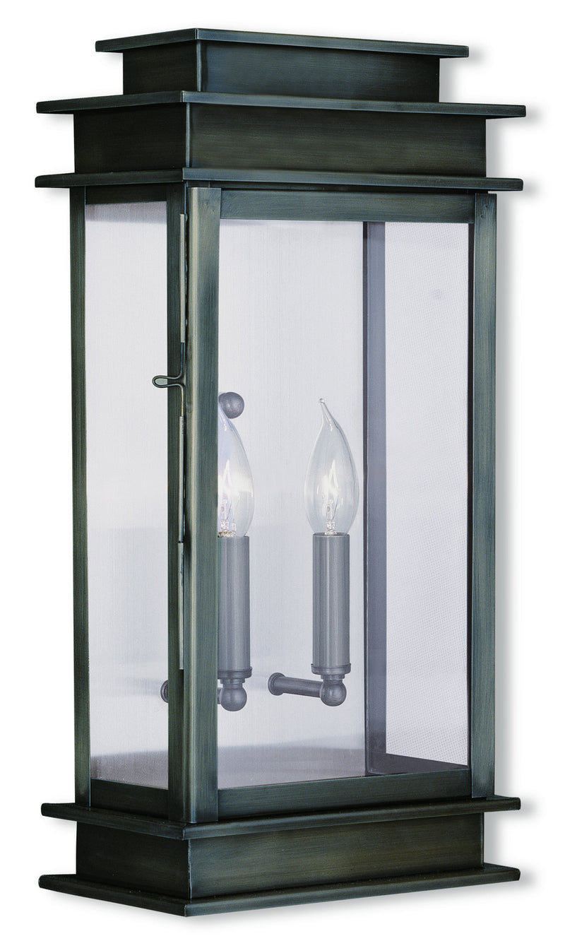 Livex Lighting 2018-29 Two Light Outdoor Wall Lantern, Vintage Pewter w/ Polished Chrome Stainless Steel