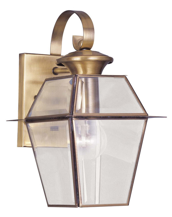 Livex Lighting 2181-01 One Light Outdoor Wall Lantern, Antique Brass