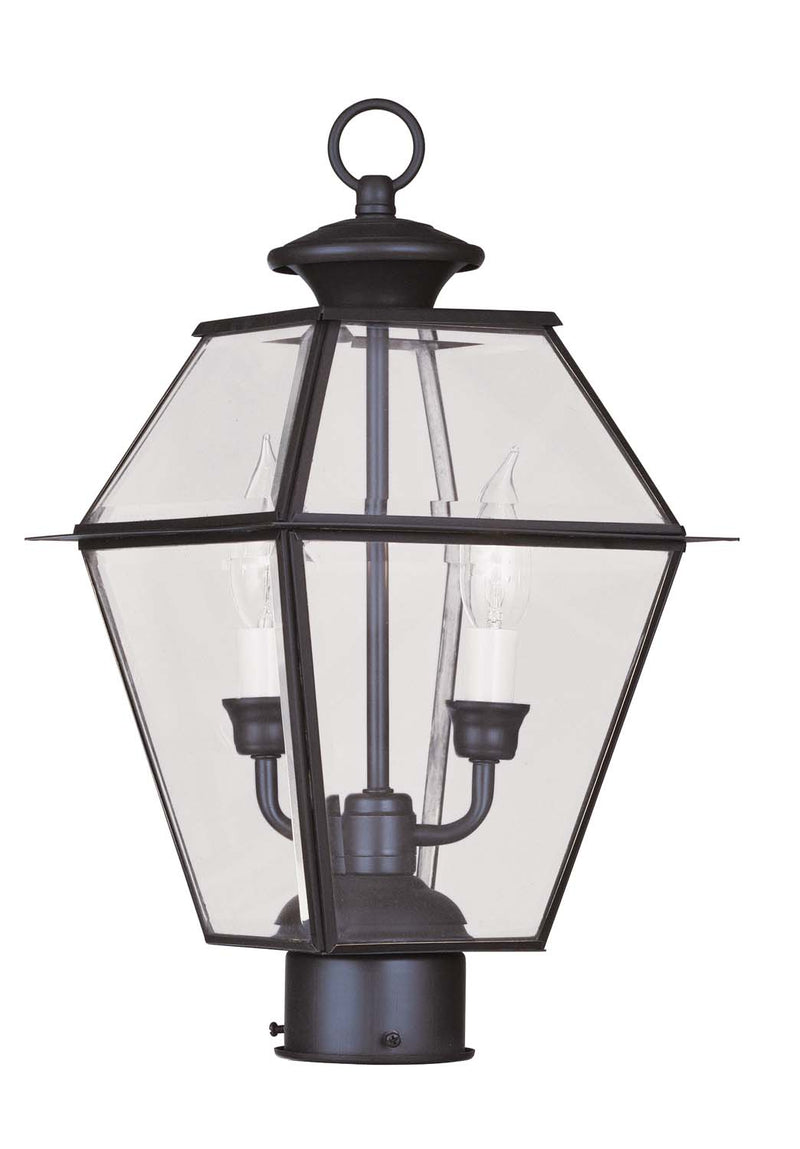 Livex Lighting 2284-07 Two Light Outdoor Post Lantern, Bronze