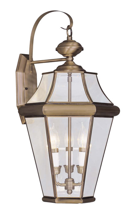Livex Lighting 2361-01 Three Light Outdoor Wall Lantern, Antique Brass