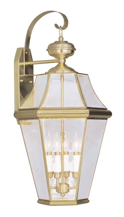 Livex Lighting 2366-02 Four Light Outdoor Wall Lantern, Polished Brass