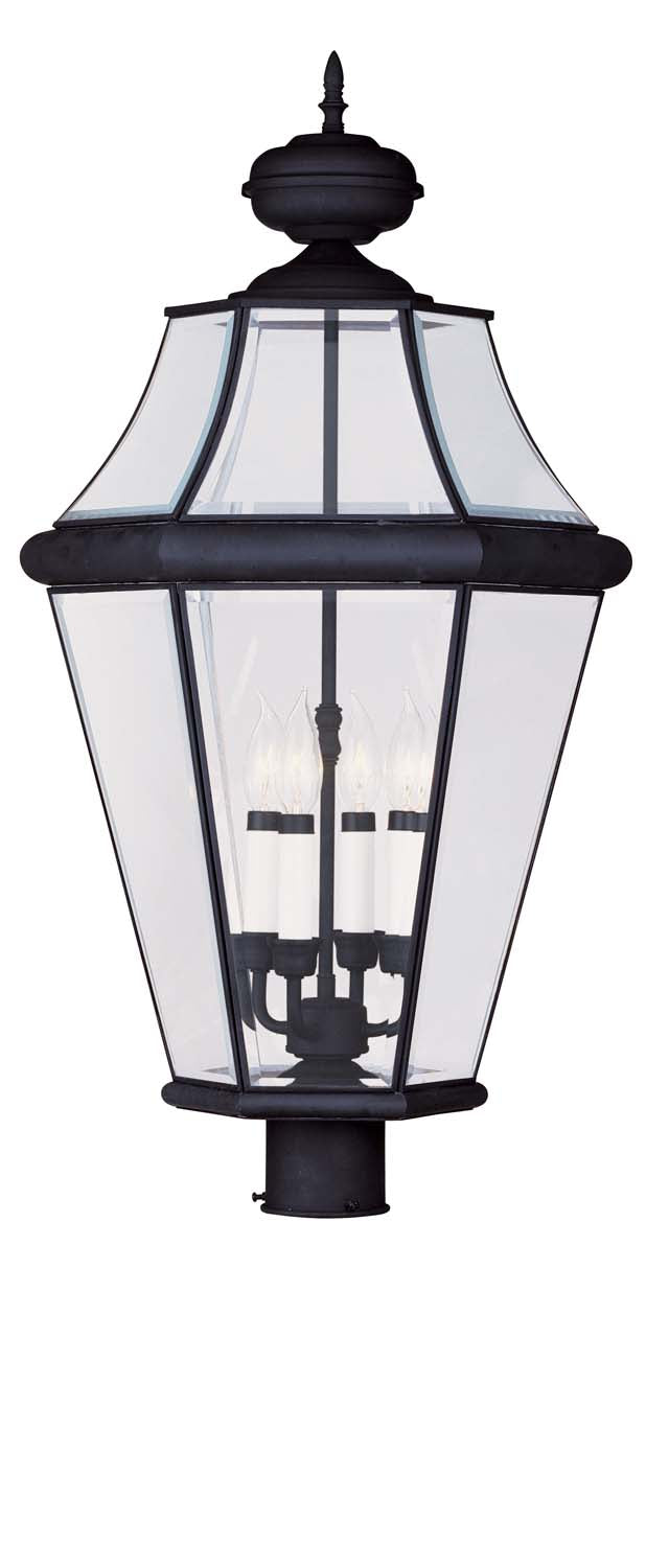 Livex Lighting 2368-04 Four Light Outdoor Post Lantern, Black