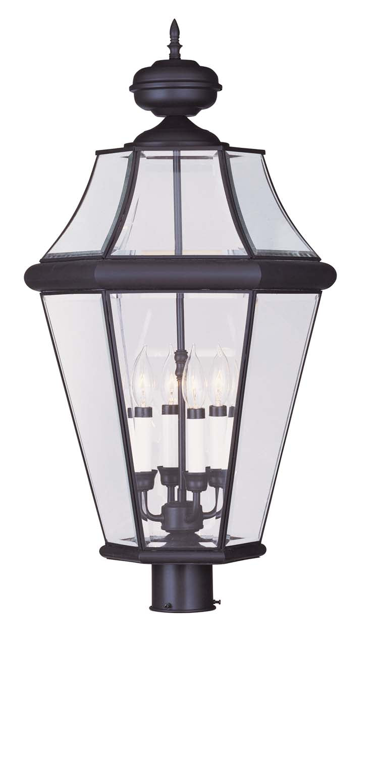 Livex Lighting 2368-07 Four Light Outdoor Post Lantern, Bronze
