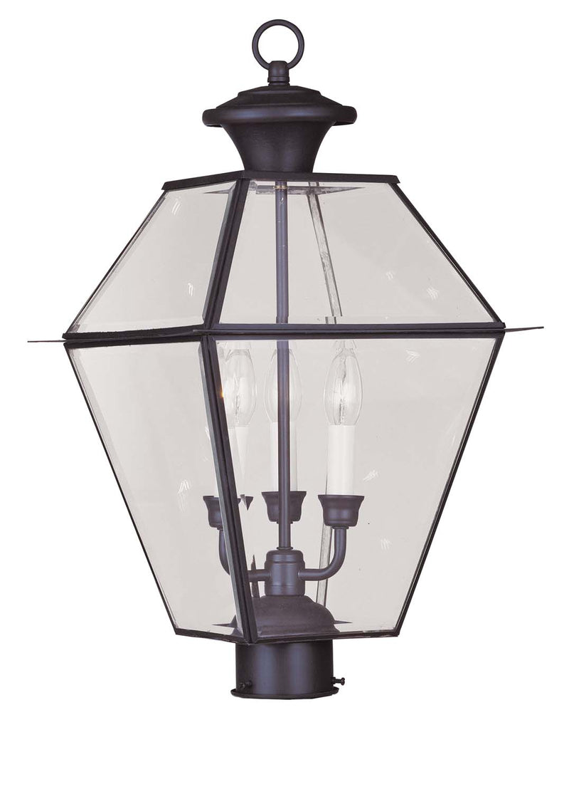 Livex Lighting 2384-07 Three Light Post-Top Lanterm, Bronze
