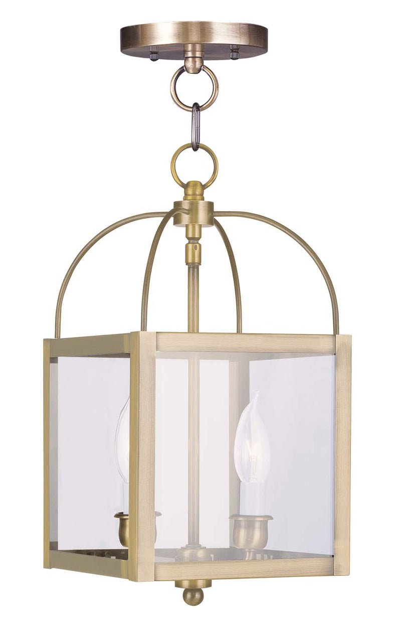 Livex Lighting 4041-01 Two Light Mini Pendant/Ceiling Mount, Antique Brass