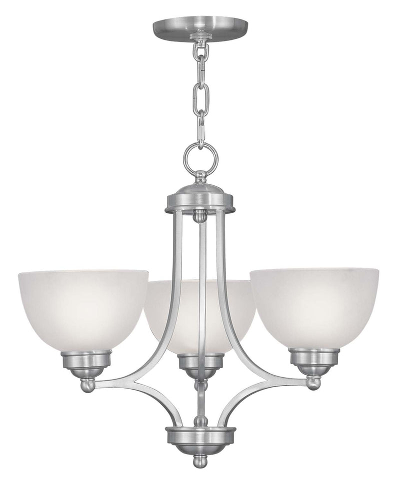 Livex Lighting 4213-91 Three Light Chandelier, Brushed Nickel