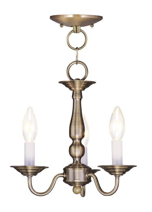 Livex Lighting 5009-01 Three Light Mini Chandelier/Ceiling Mount, Antique Brass