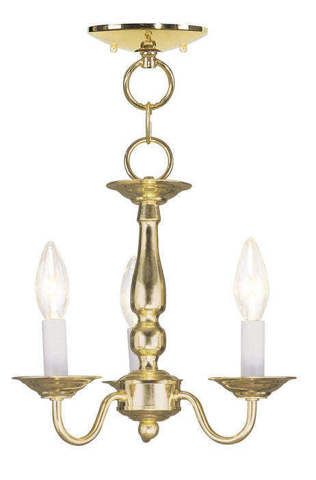 Livex Lighting 5009-02 Three Light Mini Chandelier/Ceiling Mount, Polished Brass