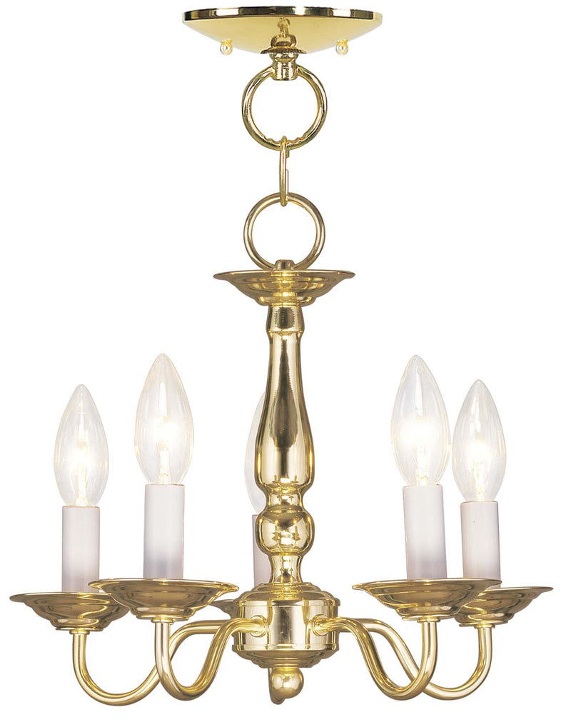 Livex Lighting 5011-02 Five Light Mini Chandelier/Ceiling Mount, Polished Brass
