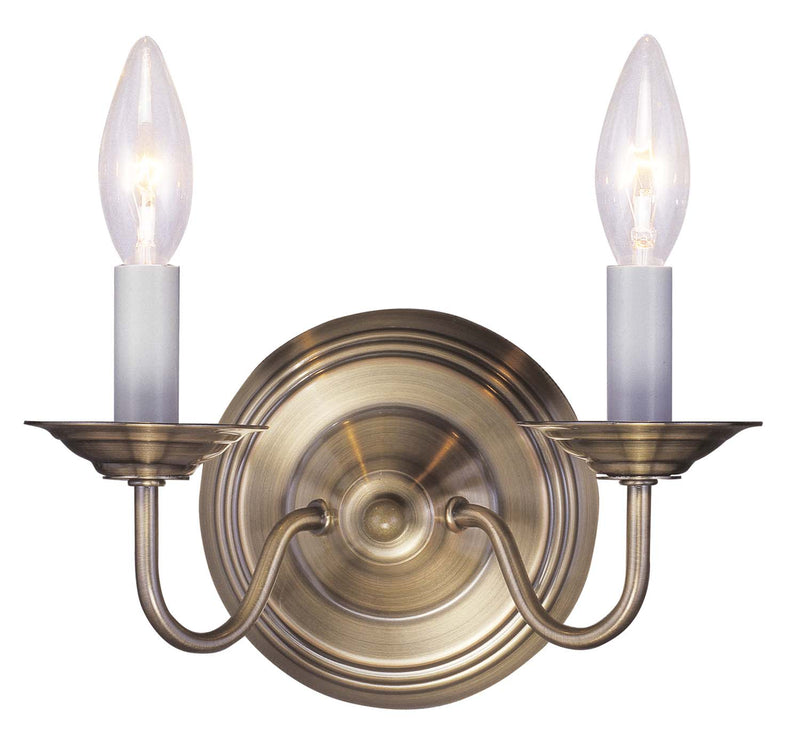 Livex Lighting 5018-01 Two Light Wall Sconce, Antique Brass