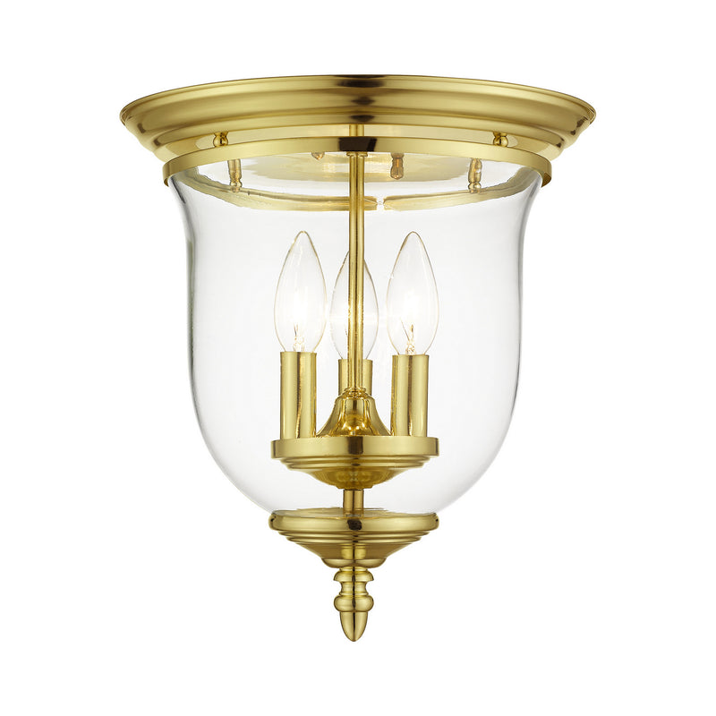 Livex Lighting 5021-02 Three Light Ceiling Mount, Polished Brass
