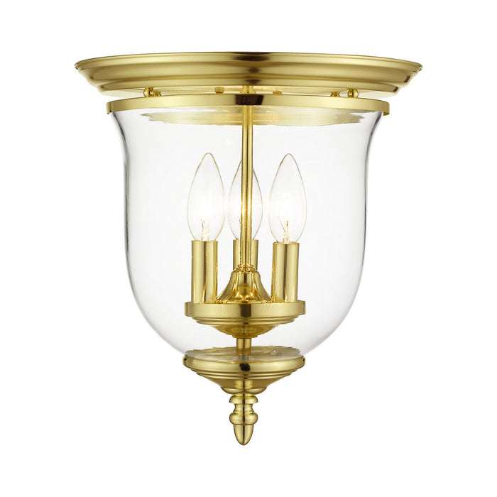Livex Lighting 5021-02 Three Light Ceiling Mount, Polished Brass
