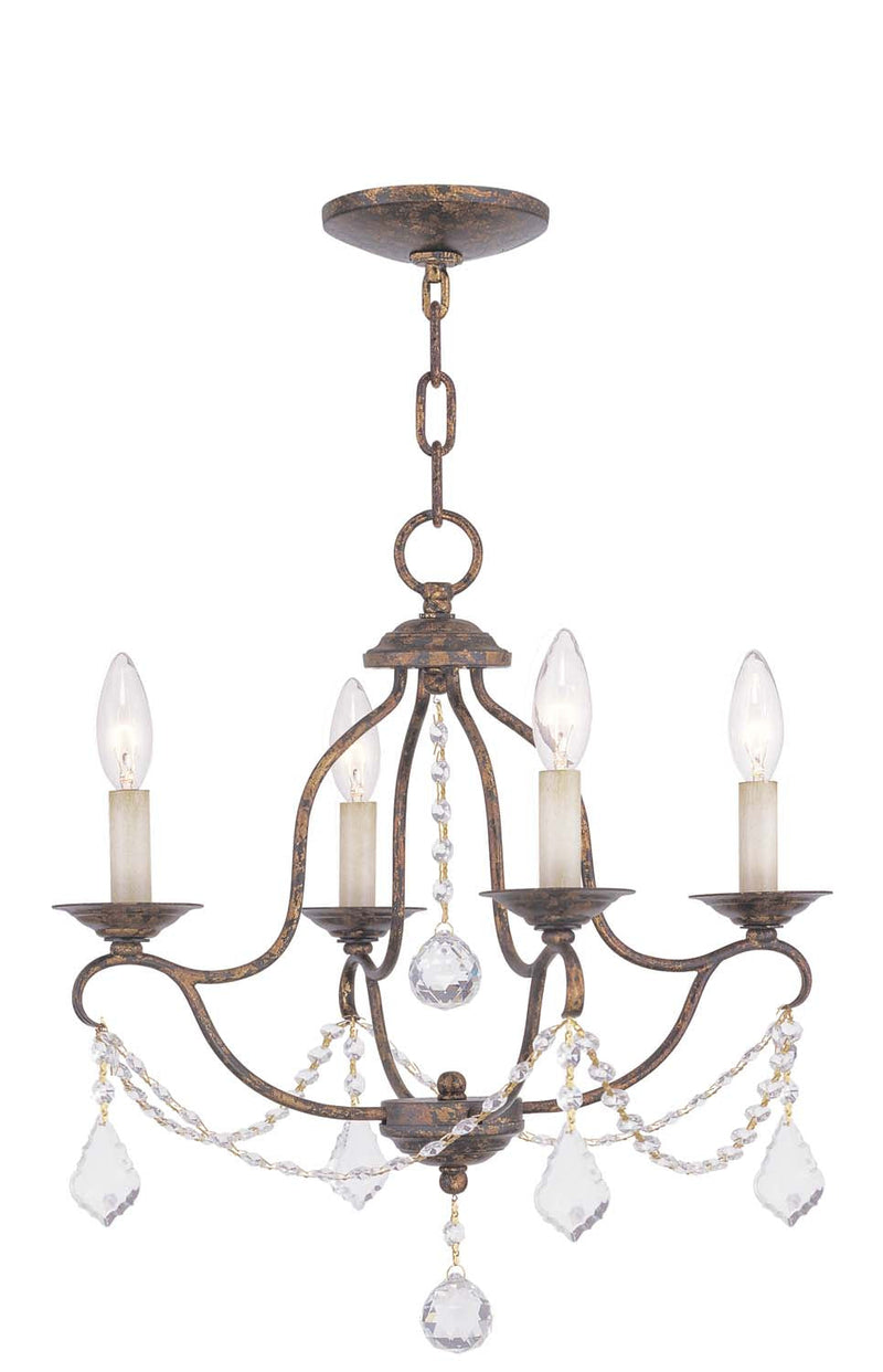 Livex Lighting 6424-71 Four Light Mini Chandelier, Hand Applied Venetian Golden Bronze (Open Box - Final Sale)