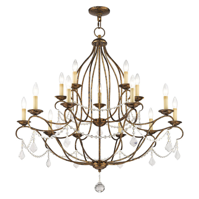 Livex Lighting 6429-71 15 Light Chandelier, Hand Applied Venetian Golden Bronze
