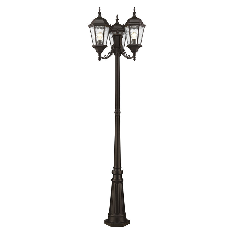 Livex Lighting 7553-07 Three Light Outdoor Post Mount, Bronze