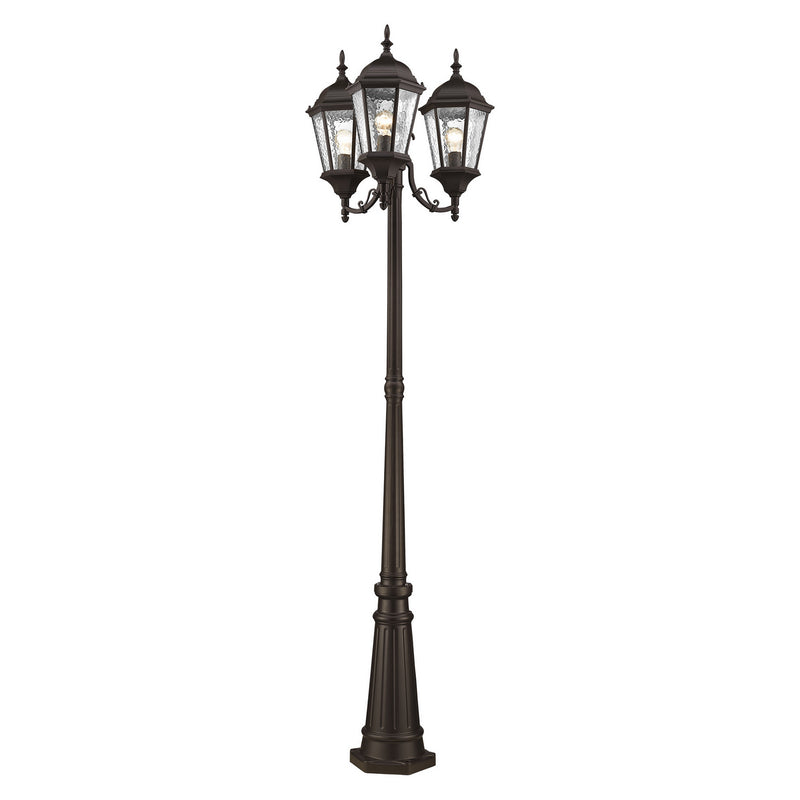 Livex Lighting 7553-07 Three Light Outdoor Post Mount, Bronze