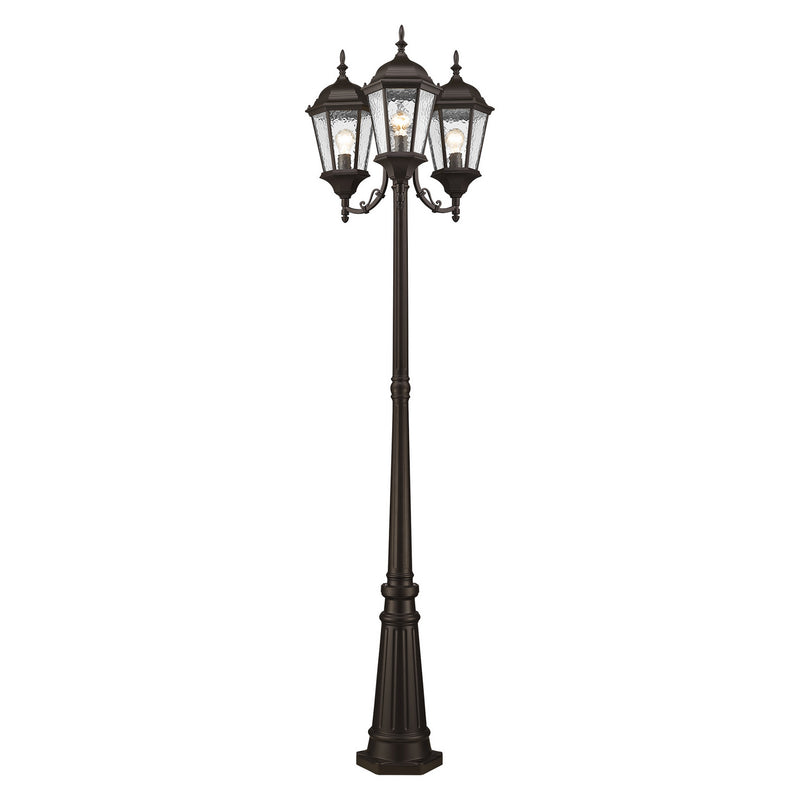 Livex Lighting 7553-07 Three Light Outdoor Post Mount, Bronze