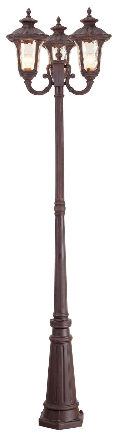 Livex Lighting 7666-58 Three Light Outdoor Post Mount, Hand Applied Imperial Bronze