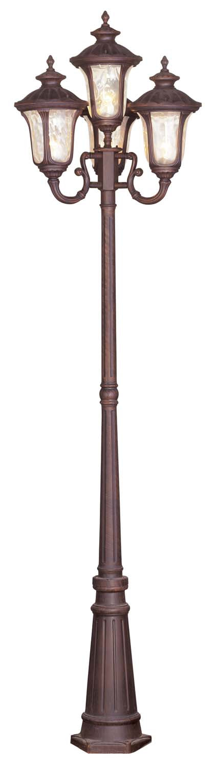 Livex Lighting 7669-58 Four Light Outdoor Post Mount, Hand Applied Imperial Bronze