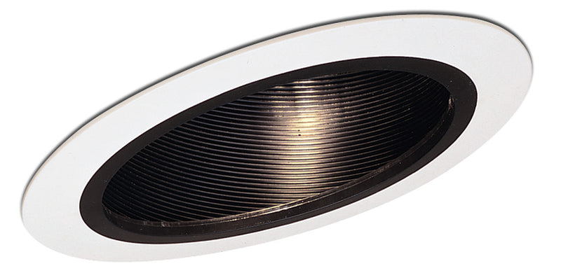 Nora Lighting NTP-614B 6" Sloped Phenolic Stepped Baffle Trim, Black / White