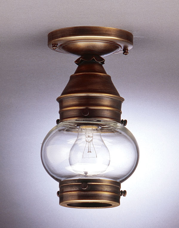 Northeast Lantern 2014-DAB-MED-CLR One Light Flush Mount, Dark Antique Brass