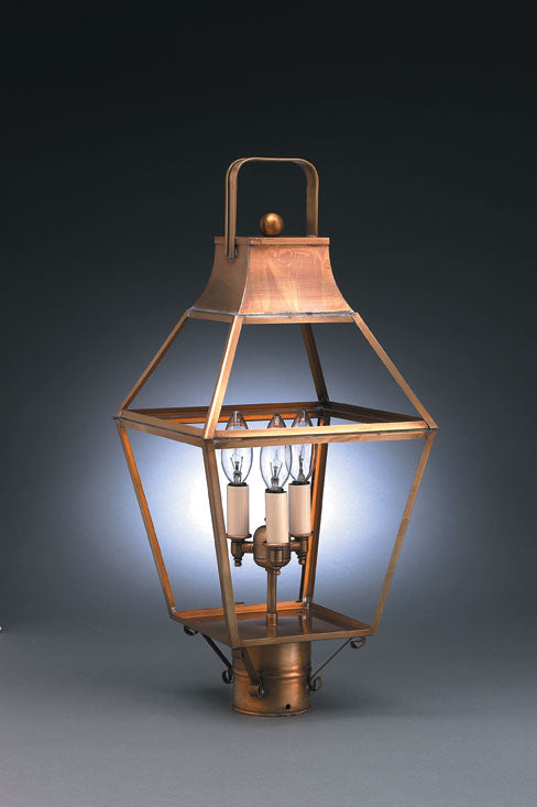 Northeast Lantern 2243-AB-LT3-CLR Three Light Post Mount, Antique Brass