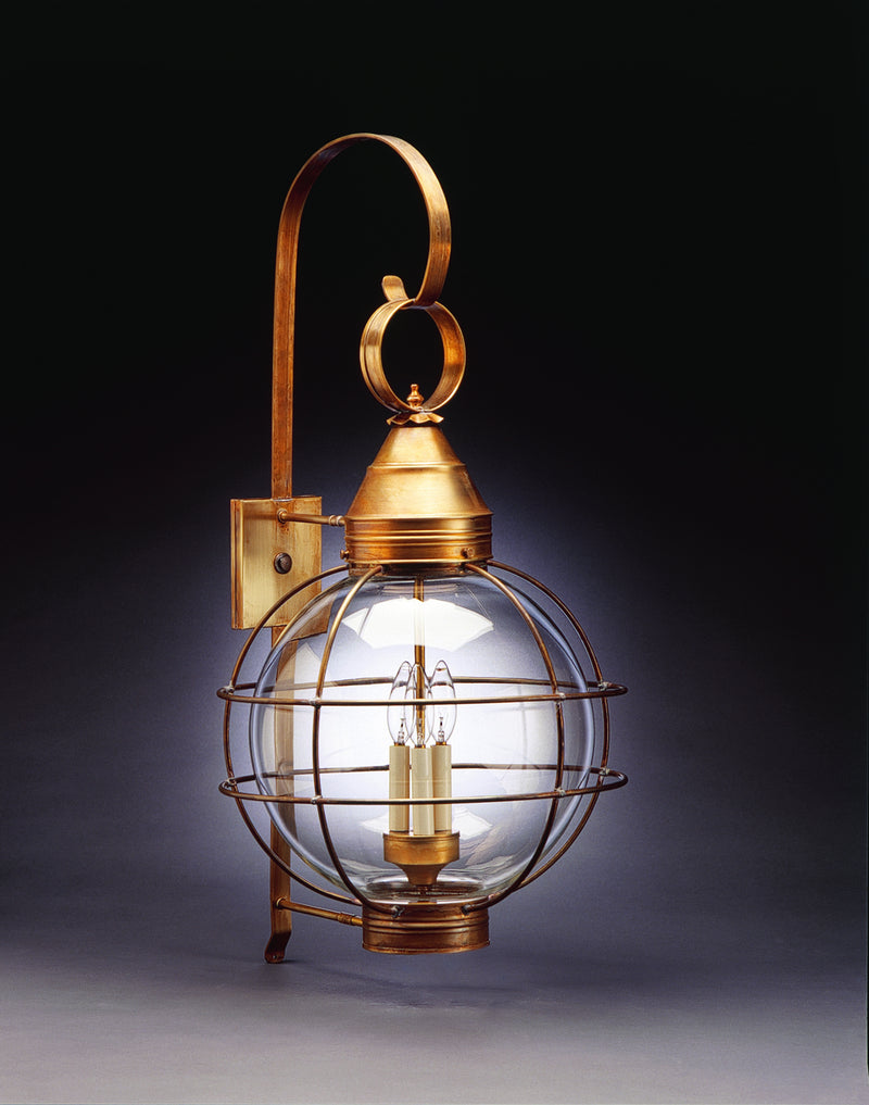 Northeast Lantern 2861-AB-LT3-CLR Three Light Wall Mount, Antique Brass