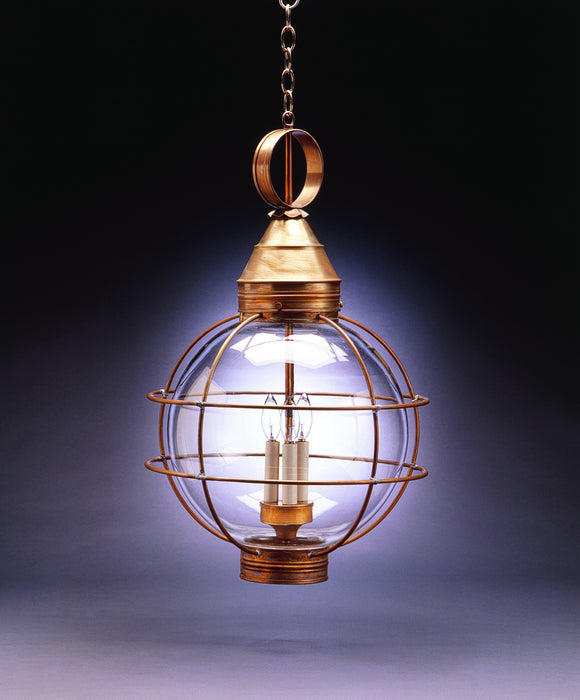 Northeast Lantern 2862-AB-LT3-CLR Three Light Hanging Lantern, Antique Brass