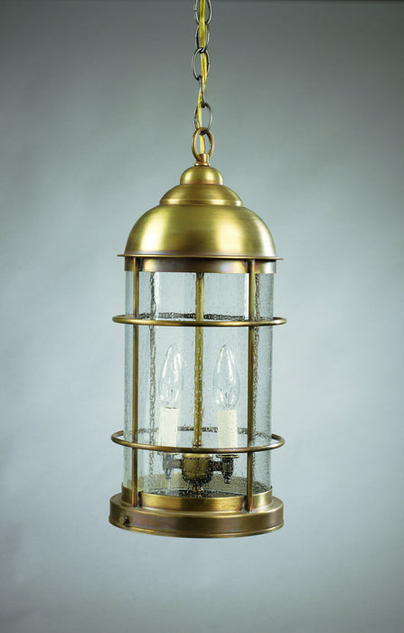 Northeast Lantern 3532-AB-LT2-CSG Two Light Hanging Lantern, Antique Brass