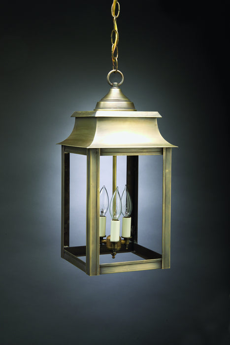 Northeast Lantern 5632-AB-LT3-CLR Three Light Hanging Lantern, Antique Brass