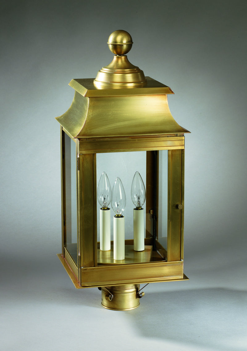 Northeast Lantern 5633-AB-LT3-CLR Three Light Post Mount, Antique Brass