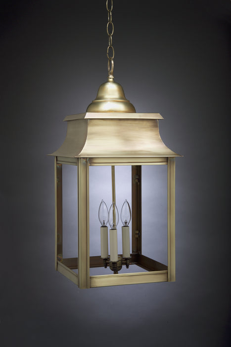 Northeast Lantern 5652-AB-LT3-CLR Three Light Hanging Lantern, Antique Brass