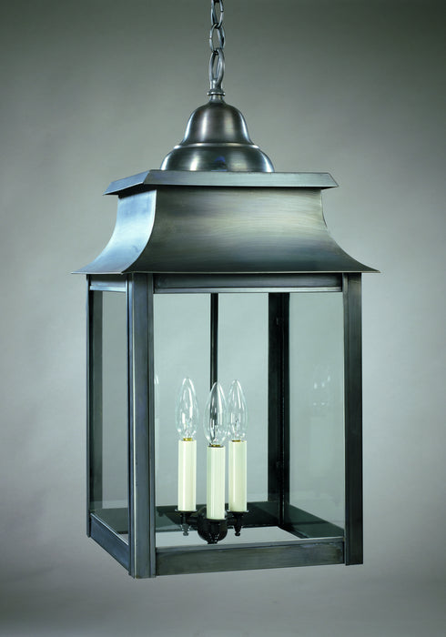Northeast Lantern 5652-DB-LT3-CLR Three Light Hanging Lantern, Dark Brass