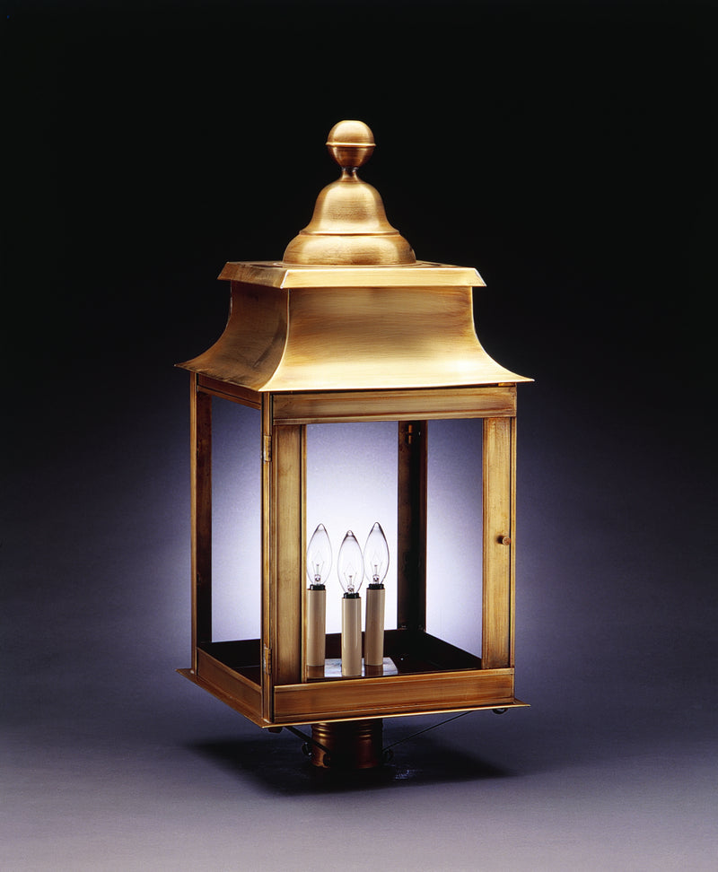 Northeast Lantern 5653-AB-LT3-CLR Three Light Post Mount, Antique Brass