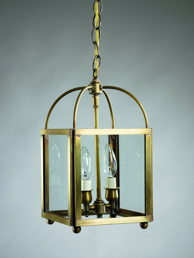 Northeast Lantern 6812-AB-LT2-CLR Two Light Hanging Lantern, Antique Brass