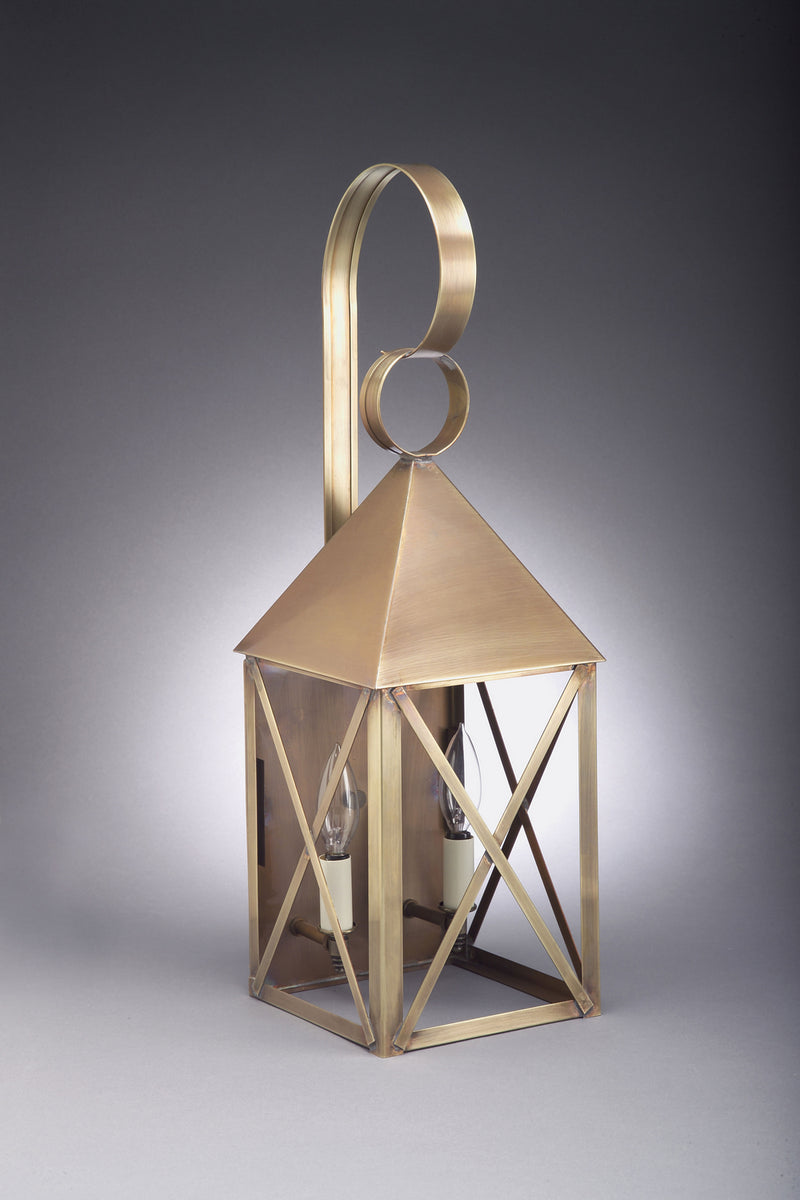 Northeast Lantern 7041-AB-LT2-CLR Two Light Wall Mount, Antique Brass