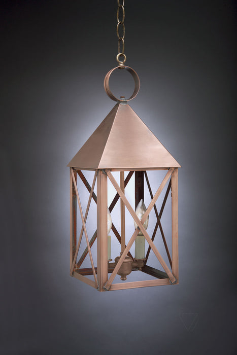 Northeast Lantern 7042-AC-LT2-CLR Two Light Hanging Lantern, Antique Copper