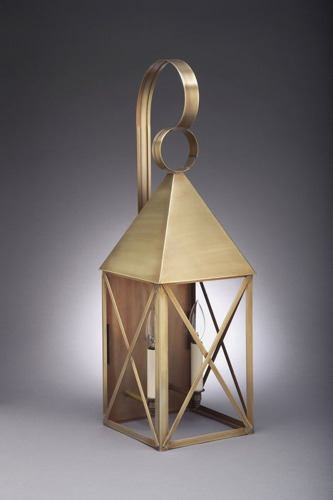 Northeast Lantern 7051-AB-LT2-CLR Two Light Wall Mount, Antique Brass