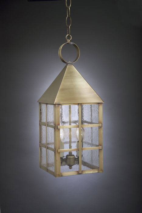 Northeast Lantern 7142-AB-LT2-SMG Two Light Hanging Lantern, Antique Brass