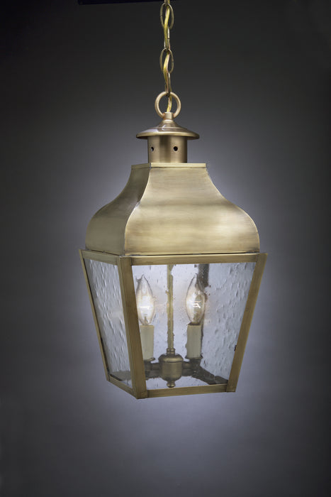 Northeast Lantern 7632-AB-LT2-CSG Two Light Hanging Lantern, Antique Brass