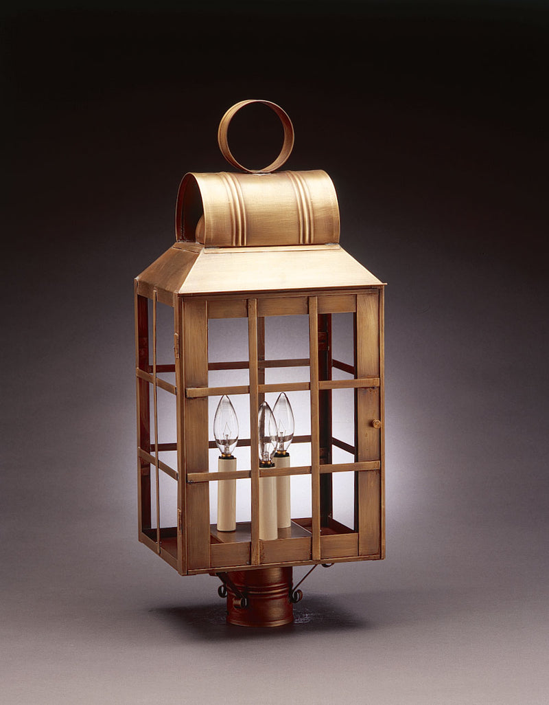 Northeast Lantern 8143-AB-LT3-CLR Three Light Post Mount, Antique Brass