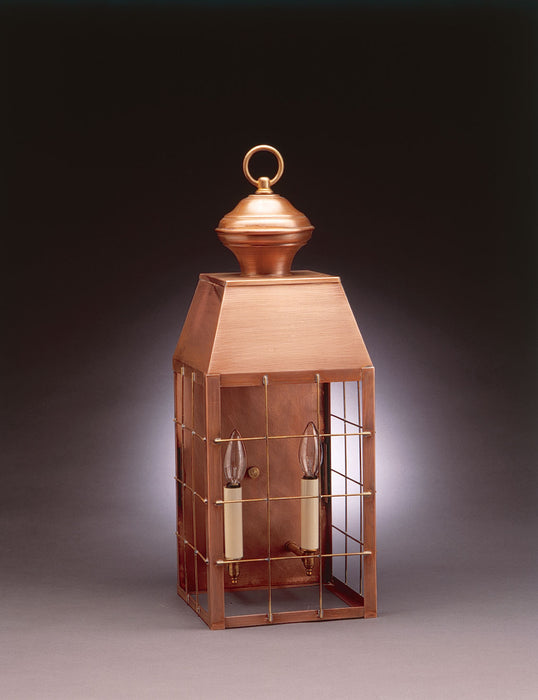 Northeast Lantern 8351-AC-LT2-CLR Two Light Wall Mount, Antique Copper