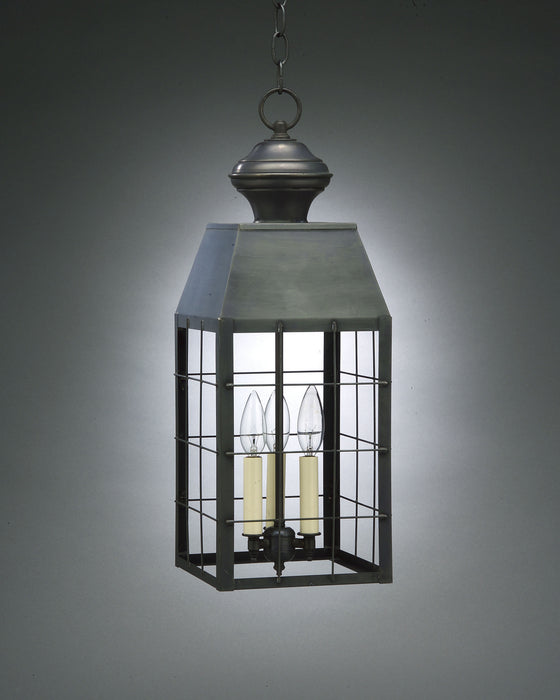 Northeast Lantern 8352-DB-LT3-CLR Three Light Hanging Lantern, Dark Brass